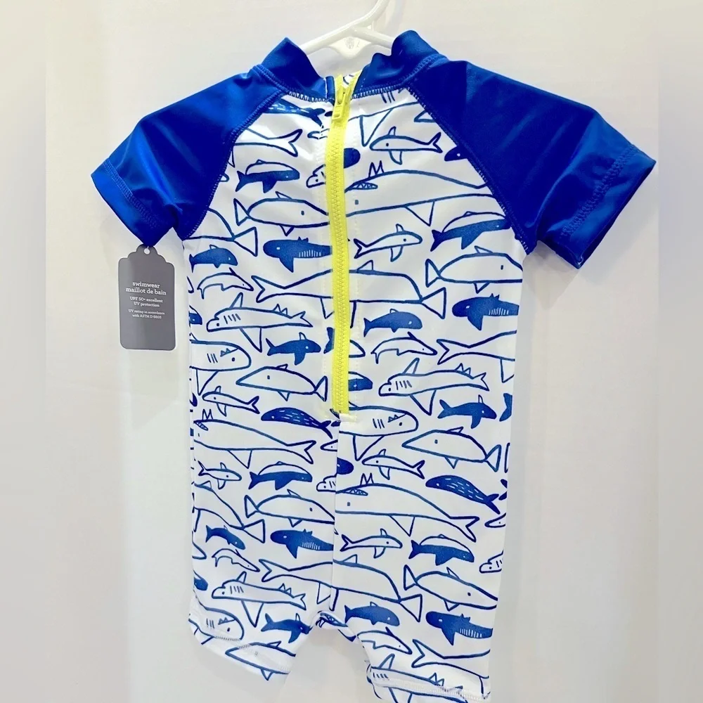 Gymboree Blue and White Rashguard Swim Top